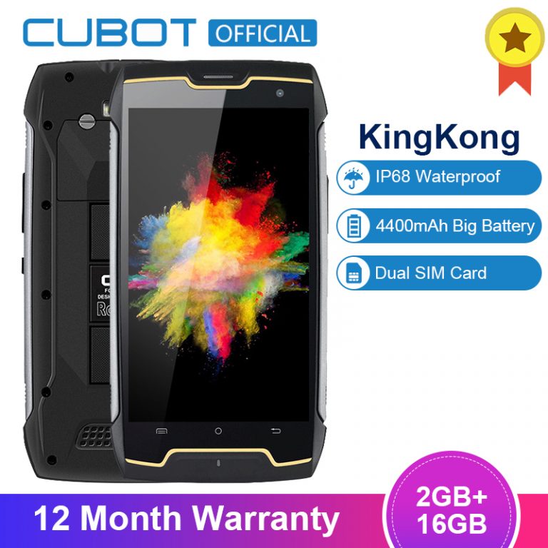 Original Cubot KingKong IP68 Waterproof Smartphone Dustproof Shockproof Cellular MT6580 Quad Core 5.0 Inch HD 2GB 16GB 4400mAh