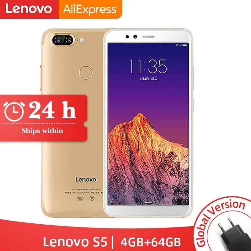 Global Version Lenovo S5 K520 4GB RAM 64GB Snapdragon 625 Octa core Smartphone Dual Rear 13MP Front 16MP Face ID 4K Cellphone