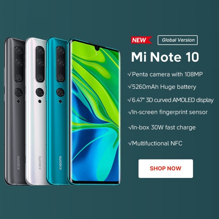 Xiaomi Mi Note 10 SmartPhone 6GB RAM+128GB ROM Penta Camera