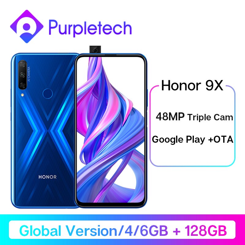 Global Version Honor 9X Smartphone 48MP Triples Camera 6.59'' Mobile Phone Android 9 Google Play 4000mAh Cell Phones