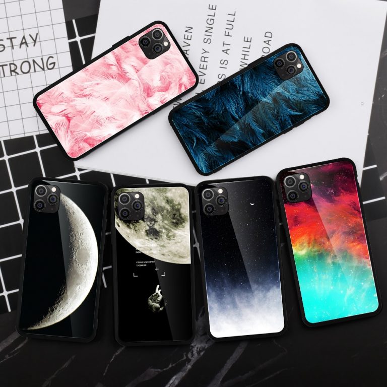 Cool Space Tempered Glass Case For iPhone 11 Pro Max Xs Moon Star