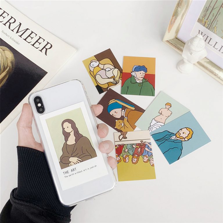Oil painting card clear TPU phone Case For iphone 7 XS Max X XR 11 Pro Max