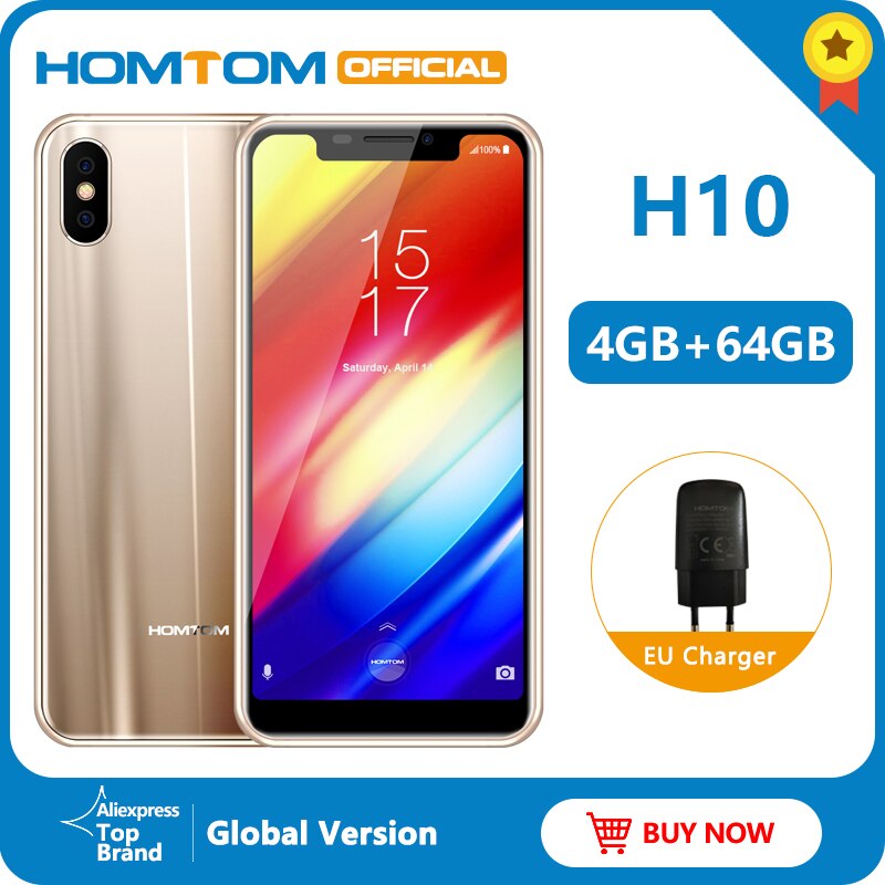Original version HOMTOM H10 5.85" Android 8.1MTK6750T Octa Core Smartphone Fingerprint unlock 64GB 3500mAh 16MP 4G LTE CellPhone