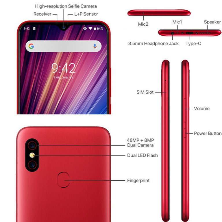 UMIDIGI F1 Play Android 9.0 6GB RAM 64GB ROM 48MP+8MP+16MP Cameras