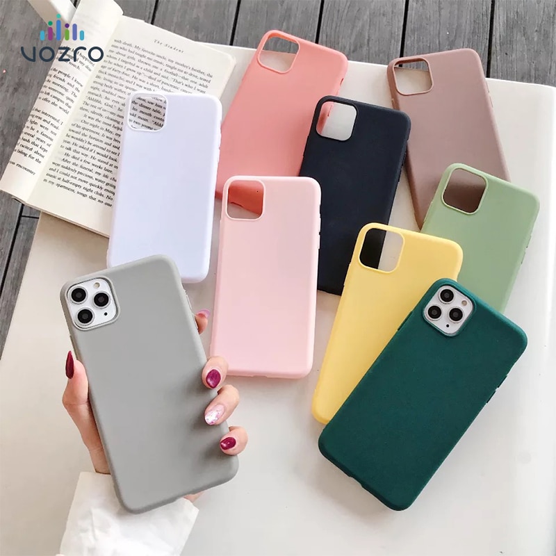 Candy Phone Case For IPhone 6 6s 7 8 Plus X XR XS 11 Pro Max Lovely Simple Solid Color Soft Silicone For 2019 New iPhone 11 Case
