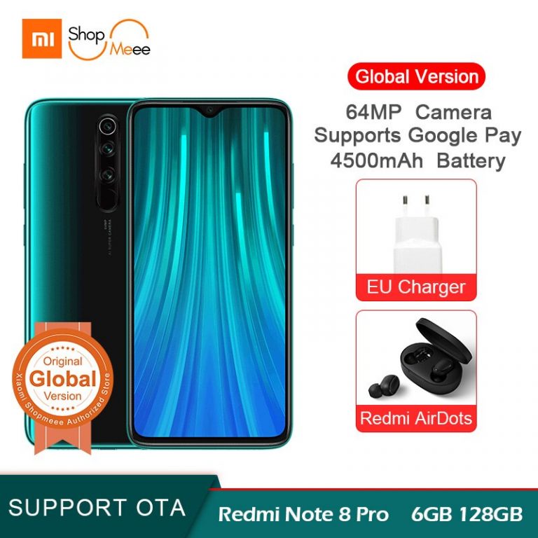 Global Version Xiaomi Redmi Note 8 Pro 6GB RAM 128GB ROM 64MP Quad Rear Camera Smartphone MTK Helio G90T Octa Core 4500mAh