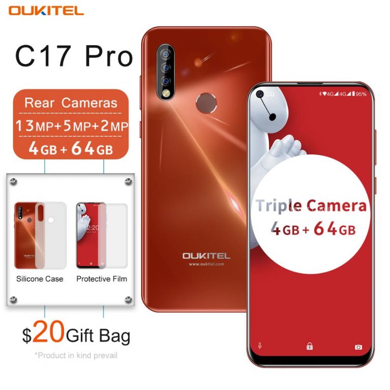 Fingerprint OUKITEL C17 Pro 6.35'' Android 9.0 4GB 64GB Smartphone 19:9 Dual 4G