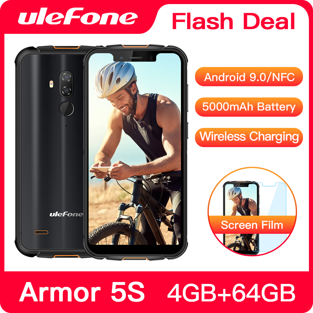 Ulefone Armor 5S Rugged Smartphone Android 9.0 IP68 NFC 5.85" HD+ Mobile Phone Android 4GB+64GB 5000mAh 4G Cell Phone