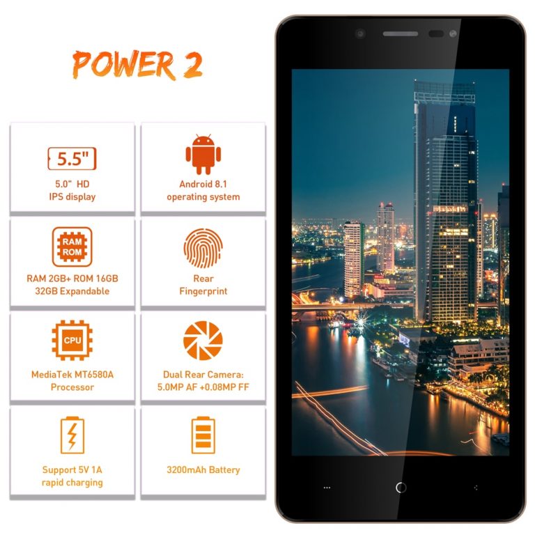 LEAGOO POWER 2 Face ID Fingerprint Smartphone 2GB+16GB Dual Camera