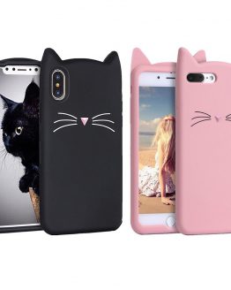 New Cute Smile Glitter Bearded Cat Case For iphone SE 5 5S 5C 6 6S 7 8 Plus X XR XS 10 Max Squishy Cat Cover Mobile Phone Bags
