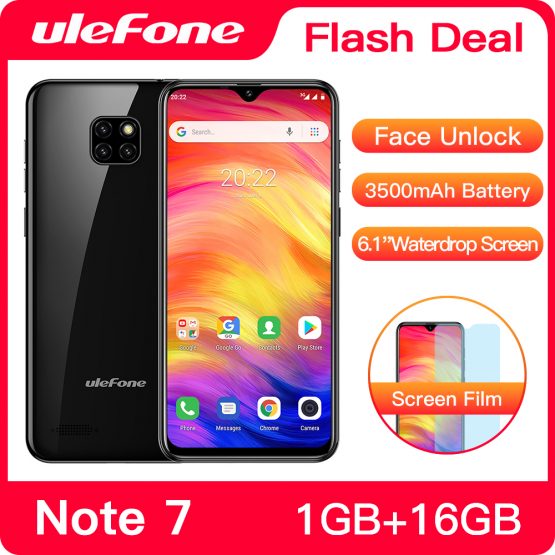 Ulefone Note 7 Smartphone 3500mAh 19:9 Quad Core 6.1inch Waterdrop Screen 16GB ROM Mobile phone WCDMA Cellphone Android8.1