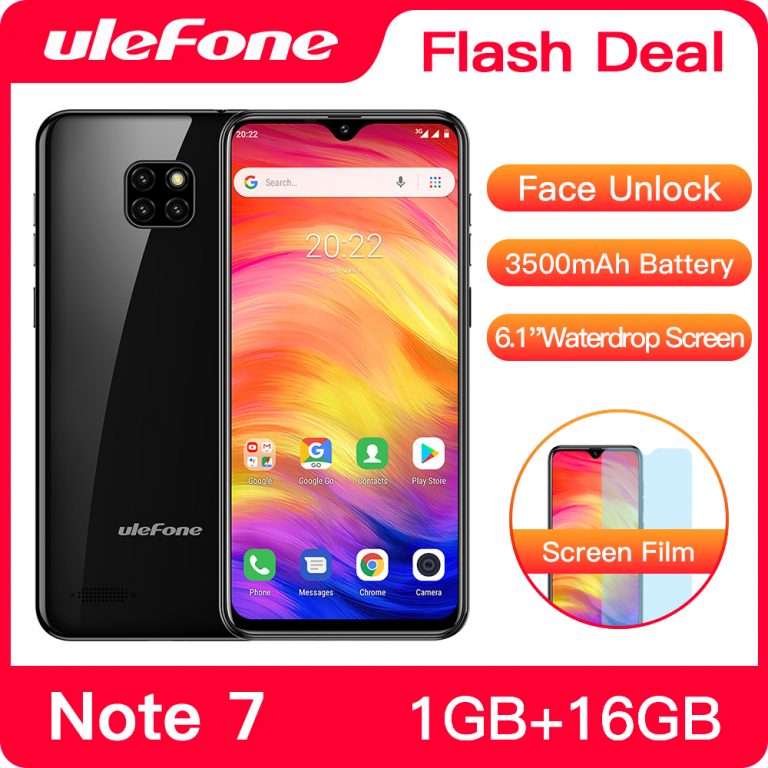 Ulefone Note 7 Smartphone 3500mAh 19:9 Quad Core 6.1inch Waterdrop Screen 16GB ROM Mobile phone WCDMA Cellphone Android8.1