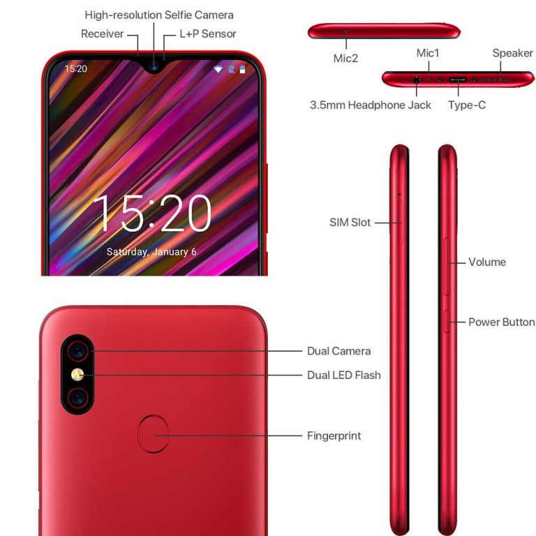 UMIDIGI F1 Android 9.0 6.3" FHD+ 128GB ROM 4GB RAM Helio P60 5150mAh