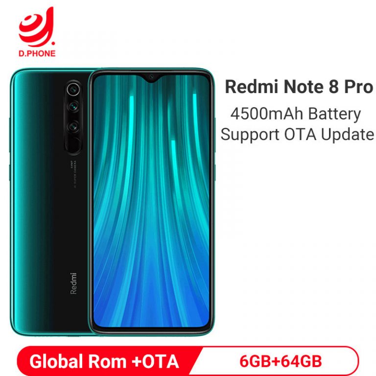 Global ROM Xiaomi Redmi Note 8 Pro 6GB 64GB Smartphone 64MP Quad Rear Camera Mobile Phone MTK Helio G90T Octa Core 4500mAh