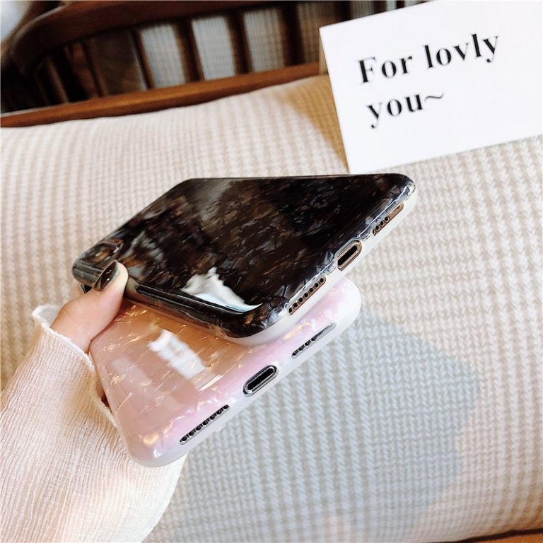 Glossy Marble Case For iphone 6 7 8 Plus 11 Pro X XS Max XR Bling Shell Epoxy Silicon
