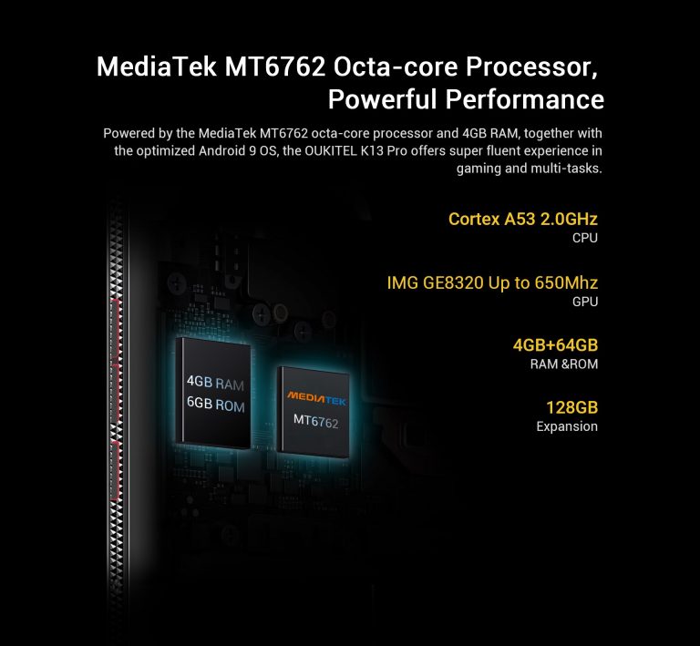 OUKITEL K13 Pro Android 9.0 Mobile Phone 5V/6A 11000mAh Octa Core