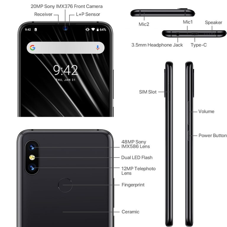 UMIDIGI S3 PRO Ceramic 6GB 128GB Helio P70 Android 9.0 6.3"