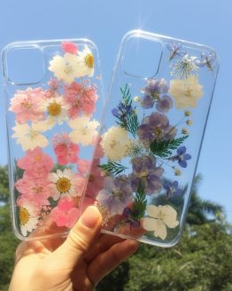 Dry Pressed Real Flower Phone Cases For iPhone 11 X XR XS Max 6 6S 7 8 Plus 11 Pro Max Glitter Floral Transparent Silicone Cover