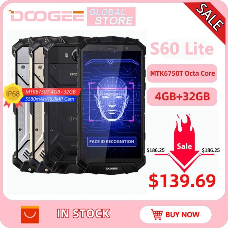 DOOGEE S60 Lite IP68 Wireless Charge Smartphone 5580mAh 12V2A Quick Charge 16.0MP 5.2'' FHD MTK6750T Octa Core 4GB RAM 32GB ROM DOOGEE S60 Lite IP68 Wireless Charge Smartphone 5580mAh 12V2A Quick Charge 16.0MP 5.2'' FHD MTK6750T Octa Core 4GB RAM 32GB ROM
