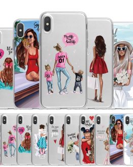 Cute Baby Child Mother TPU Phone Case For iPhone X XS Max XR 11 Pro 7 8 6 6S Plus 5 5S SE Fashion Queen Girl Silicon Clear Cover