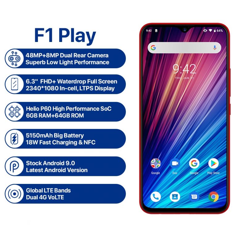 UMIDIGI F1 Play Android 9.0 48MP+8MP+16MP Cameras 5150mAh