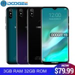 Doogee Y8 Android 9.0 Waterdrop Screen Smartphone Gradient Back Cover 19:9 6.1" HD 3+32GB 3400mAh 8.0MP+5MP 4G LET Mobile Phones