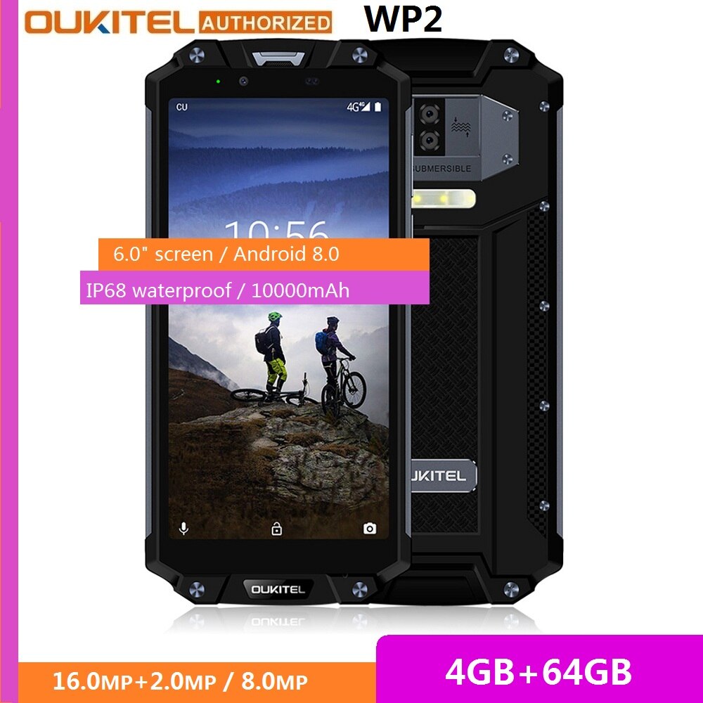 OUKITEL WP2 IP68 Waterproof NFC 4G LTE Smartphone 10000mAh 4GB RAM 64GB ROM 6.0 inch 18:9 Octa Core Fingerprint Mobile Phone