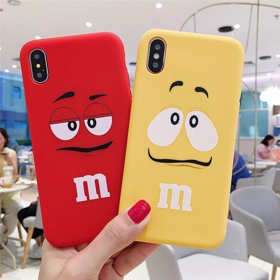 Cute Cartoon M's Chocolate Beans Nutella Bottle Case For iPhone 11pro 6 6S 7 8 Plus X XS MAX XR Silicone Soft Cover M&M's Coque