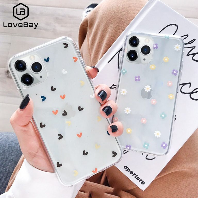 Lovebay Soft Clear Phone Case Collection - Floral Love Heart Design for iPhone 11 Pro X XS Max XR 6 6S 7 8 Plus