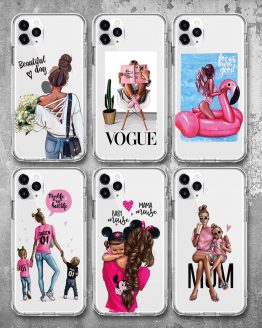 Cute Girl Soft Phone Case For Apple iPhone 11 11Pro Max Baby Women Mom Silicone Cover For iPhone 6s 7 8 Plus 5S SE X XS XR Case