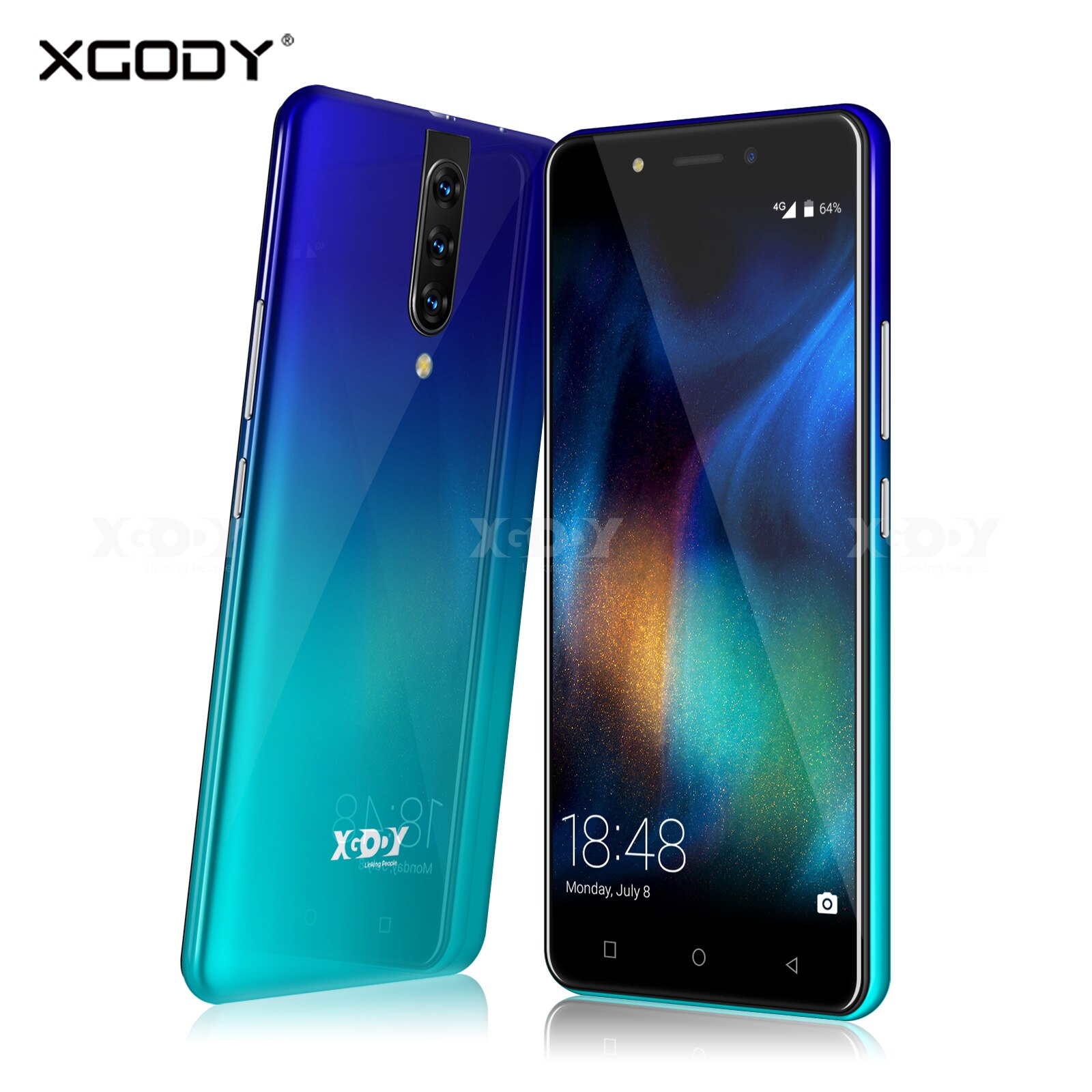 XGODY K20 4G Smartphone Dual SIM 5.5" 18:9 Android 9.0 2GB RAM 16GB ROM MTK6737 Quad Core 5MP Camera 2800mAh WiFi Mobile Phone