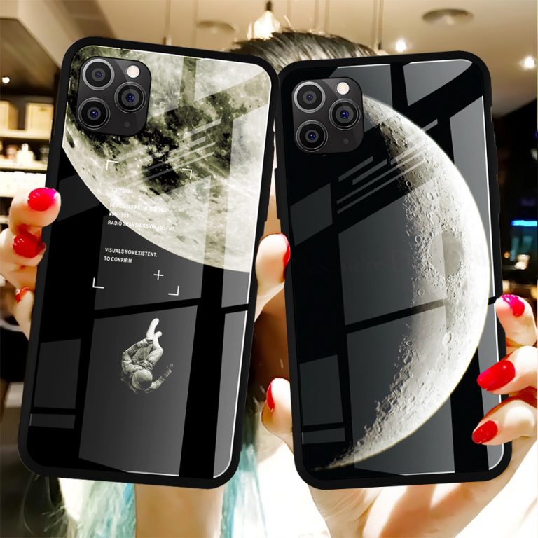 Cool Space Tempered Glass Case For iPhone 11 Pro Max Xs Moon Star