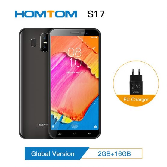 HOMTOM S17 Android 8.1 Quad Core 5.5" 18:9 Full Display Smartphone Fingerprint Face ID 2GB RAM 16GB ROM 13MP+8MP Mobile Phone