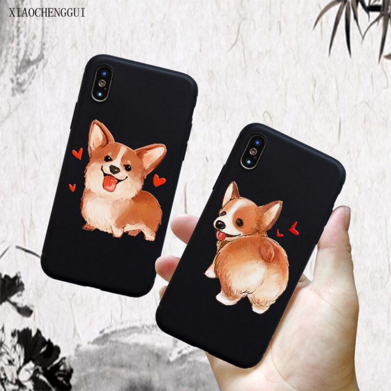 for iPhone 11 pro case Cute Corgi Sexy Cartoon Dog Ass for iphone 5 6 S 7 8 Plus XS XR Max Black soft silicone TPU Mobile Cases