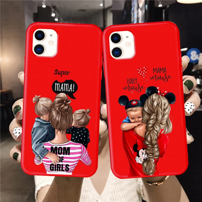 Baby Mouse Mama Mouse Super Mom Girl Phone Case For iphone 11 Pro Max X XS Max XR Red Super mother family for iphone 7 6s 8 Plus 2 Baby Mouse Mama Mouse Super Mom Girl Phone Case For iphone 11 Pro