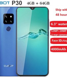 Cubot P30 Smartphone 6.3" 2340x1080p 4GB+64GB Android 9.0 Pie Helio P23 AI Cameras Face ID 4000mAh Cell Phone for Dropshipping