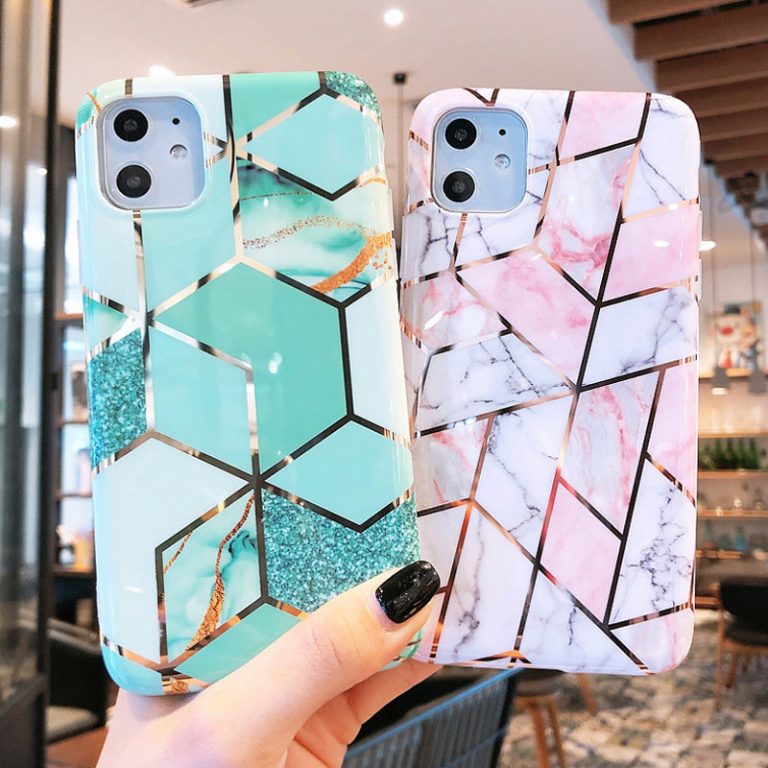 Lovebay Electroplated Marble Geometric Phone Case For iPhone