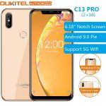 OUKITEL C13 Pro 4G Smartphone 5G/2.4G WIFI 6.18" 19:9 2GB 16GB Android 9.0 MT6739 Quad Core Face ID Fingerprint Mobile Phone