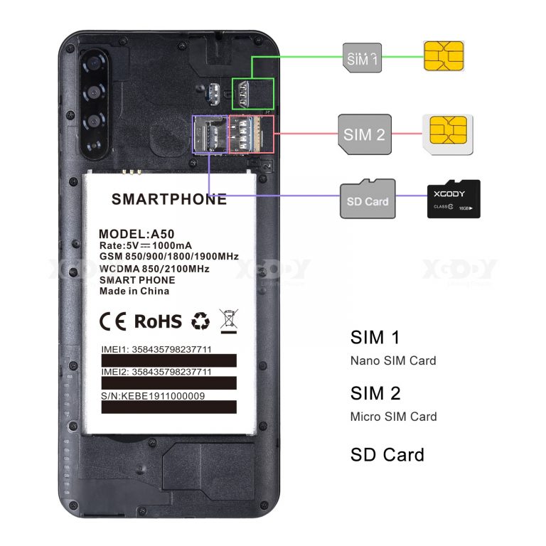 XGODY 6.5inch 19:9 Big Screen 3G Smartphone Android 9.0 1GB 4GB