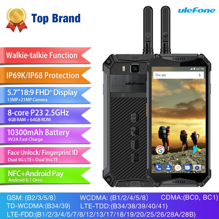 Ulefone Armor 3T IP68 Waterproof Mobile Phone Android 8.1 5.7inch 21MP helio P23 Octa Core NFC 10300mAh Walkie Talkie Smartphone 1 Rugged Adventure Companion: Ulefone Armor 3T Walkie-Talkie Smartphone with 10300mAh Battery