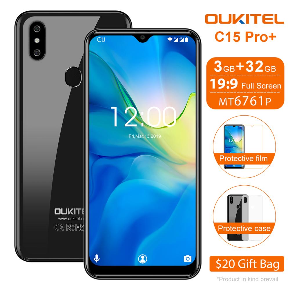 OUKITEL C15 Pro+ 6.088" WaterDrop Mobile Phone C15 Pro + Android 9.0 Cellphone 3GB 32GB MT6761 4G Quad Core Smartphone 3200mAh