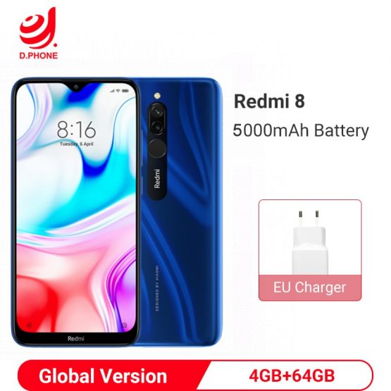 Global Version Xiaomi Redmi 8 4GB 64GB Smartphone Snapdragon 439 Octa Core 12MP Dual Camera 5000mAh Battery Cellphone