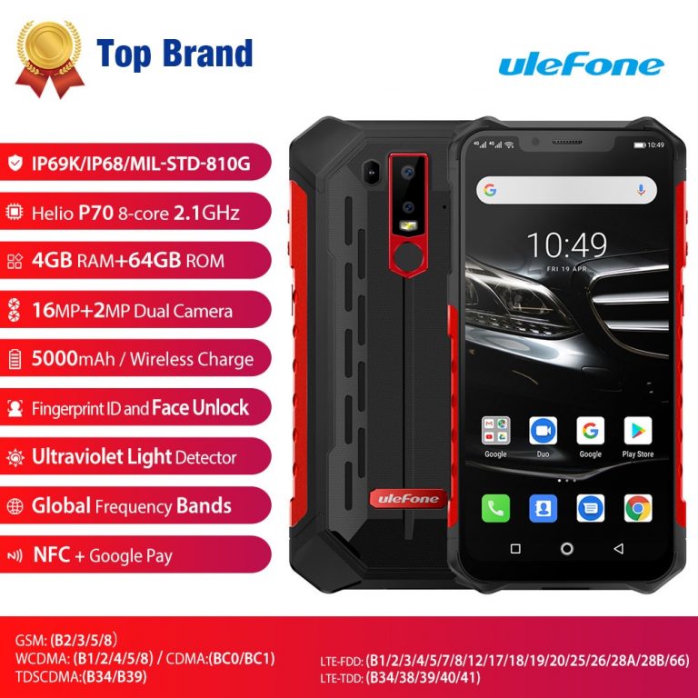 Ulefone Armor 6E IP68 Waterproof NFC Rugged Mobile Phone Helio