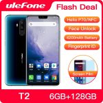 Ulefone T2 Smartphone Android 9.0 Dual 4G Cell Phone 6GB 128GB NFC Octa-core Helio P70 4200mAh 6.7" FHD+ Mobile Phone Android