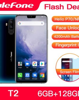 Ulefone T2 Smartphone Android 9.0 Dual 4G Cell Phone 6GB 128GB NFC Octa-core Helio P70 4200mAh 6.7" FHD+ Mobile Phone Android