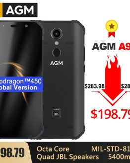 AGM A9 Rugged Smartphone SDM450 5.99" FHD+ 5400mAh Quick Charge 3.0 4G 64G 32G IP68 Waterproof Android 8.1 Quad-Box Speakers NFC