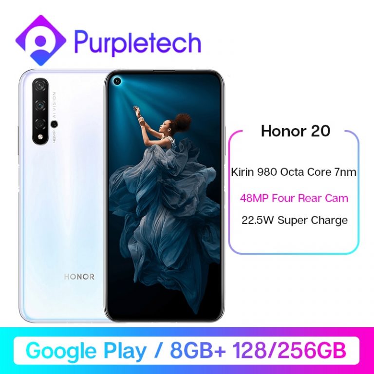 Google Play Honor 20 Smartphone Kirin 980 Octa Core 6.26 inch 8GB RAM 128GB 256GB RAM 48MP Four Cameras 3750mAh Super Charge