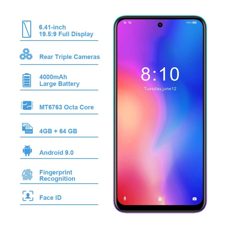 HOMTOM P30 pro 6.41 Inch Android 9.0 Mobile Phone MT6763 Octa Core