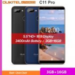 OUKITEL C11 Pro 4G Smartphone 5.5 inch 18:9 Android 8.1 Quad Core 3GB RAM 16GB ROM Cell phones 3400mAh Mobile Phone