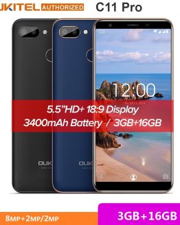OUKITEL C11 Pro 4G Smartphone 5.5 inch 18:9 Android 8.1 Quad Core 3GB RAM 16GB ROM Cell phones 3400mAh Mobile Phone